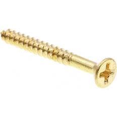 Prime-Line #6 1-1/4 Brass Phillips Drive Wood Screws 100-Pack
