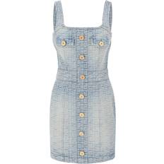 Balmain Kjoler Balmain Denim Minikjole med Gyldne Knapper - Blue