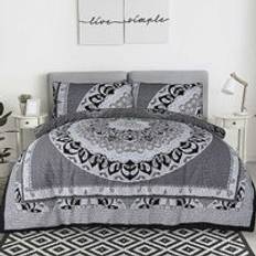 Sleepdown Paisley Mandala Duvet Cover Black