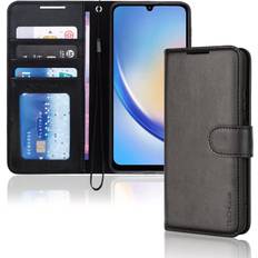 Samsung Galaxy A34 Wallet Cases TechGear Samsung Galaxy A34 5G Leather Wallet Case, Flip Protective Cover with Wallet Card Holder, Stand and Wrist Strap PU Leather with Magnetic Closure