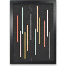 Norden Home Colourful Lines on Black Grunge on Framed Art