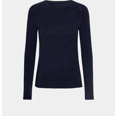 Navy langærmet T-shirt til dame