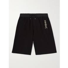 Saint Laurent Men Shorts Saint Laurent Embroidered cotton jersey track shorts black