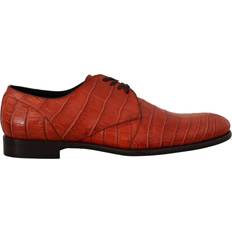 Men - Orange Low Shoes Dolce & Gabbana Orange Exotic Leather Dress Derby Shoes EU45/US12