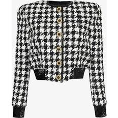 Balmain Dame Overtøj Balmain Tweed Houndstooth Jakke Med Knappelukning - Sort
