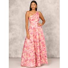 Aidan Mattox Floral Print Jacquard Maxi Dress, Red/Multi