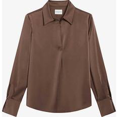 Long Blouses Claudie Pierlot Satin-effect floaty blouse brown