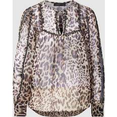 Guess Womens Jaguar Cat Print Long Sleeve Brigida Top Multi