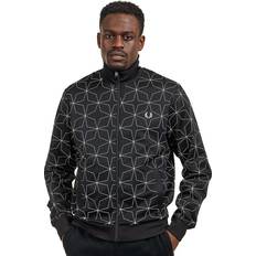 Fred Perry Men's Geometric Print Track Top Black