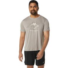 Asics Men's Fujitrail Logo Short Sleeve Top, XL, Moonrock/Mantle Green/Oatmeal