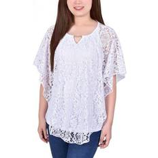 White Capes & Ponchos NY Collection Ny Collection Petite Lace Poncho Top with Matching Tank White