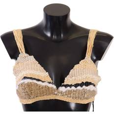 Dolce & Gabbana Beige Blouses Dolce & Gabbana Beige Straw Raffia Woven Crochet Cover Up Top IT42