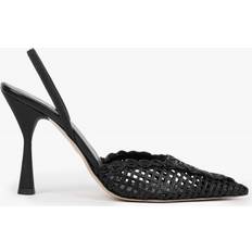 Daniel Tiffi Black Leather Woven Sling Back Heeled Shoes Colour: Black