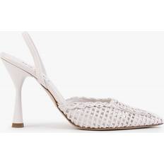 Daniel Tiffi White Leather Woven Sling Back Heeled Shoes 39, Col