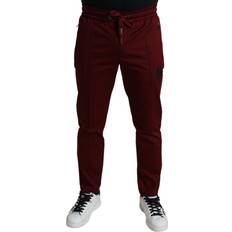 One Size Bukser Dolce & Gabbana Maroon Jogging Cotton Stretch Men Jogger Pants IT48