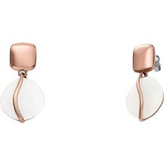 Rustfri stål Charms & Vedhæng Skagen Sofie Sea Glass Ørestikker - Rosa Stål/Hvid Glassten