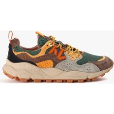 Flower Mountain FLOWER MOUNTAIN Mens Yamano Taupe-Green-Ocra Suede & Mesh Trainer