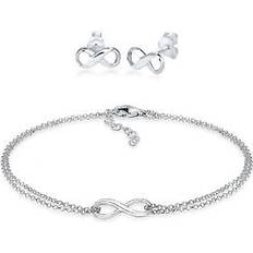 Uomo Set di gioielli Elli Orecchini banda con simbolo dell'infinito regolabili in Argento Sterling 925 Parure gioielli pieces female