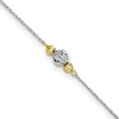 14k Anklets Primal Gold Bead Ropa Chain Anklet in 14k White and Yellow Tt