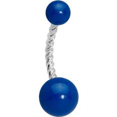 Blue Piercings Body Candy Womens 14G Steel Twisted Navel Ring Piercing Glow in the Dark Blue Belly Button Ring