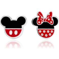 Jewelry Disney Mouse and Minnie Mouse Mismatched Stud Earrings, Silver Plated