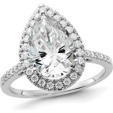 3.35 Carat ctw D-E-F Pear-Cut Synthetic Moissanite Halo Engagement Ring in 14K White Gold size 7