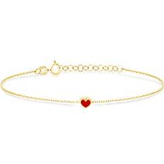 Red Heart Bracelet in 14k Solid Gold