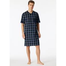 Katoen - Man Nachthemden Schiesser Comfort Nightwear Shortsleeve Nightdress - Donkerblauw Katoen