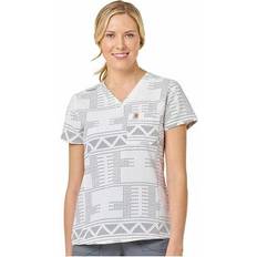 Work Tops Carhartt Women's Women's Rugged Flex Printed Cross Flex V-Neck Media Scrub Top Malt