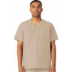 Work Tops Carhartt Men's V-Neck Shirttail Scrub Top Khaki