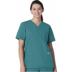 Work Tops Carhartt Men's Unisex Force Essentials 6-Pocket V-Neck Scrub Top Teal Blue