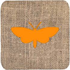 Orange Coasters CoolCookware Moth Burlap Orange Foam Coaster 4pcs
