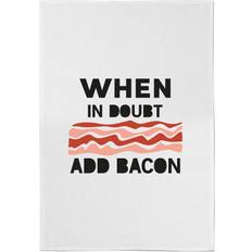 White Kitchen Towels By IWOOT When In Doubt, Add Bacon Tea Kitchen Towel White (70x)