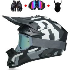 Motorcycle Helmets Arzarf Motocross Helmet Set Adults Dirt Bike Helmet DOT/ECE Approved Outdoor Off-Road Mountain Motorcycle Full Face Helmet for Dirt Bikes, ATV, MTB, Four Wheeler and Racing Protective Helmet -N-Large