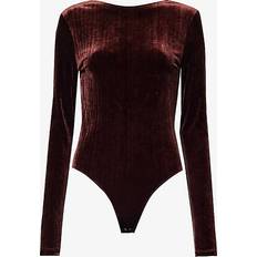 Velvet Bodysuits Agolde Corrin Scoop Back Bodysuit in Brown Chocolate Milk