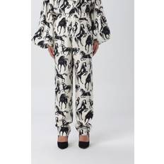 Balmain Silkebukser Med Hesteprint Bukser Dame - Hvid