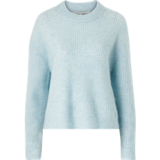 Second Female Brook Knit Rib O-neck - Blå