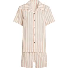 Calvin Klein Women Sleepwear Calvin Klein Damen Pyjama-Set S/S Kurz, Mehrfarbig Chambray Stripe/Ash Rose