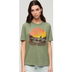 Superdry Women T-shirts Superdry Damen Lässiges Travel Souvenir T-Shirt Grün Größe: Grün