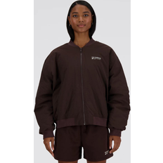 New Balance Women Outerwear New Balance Women's Linear Heritage Woven Bomber Jacket in Polywoven