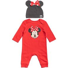 Disney Black Children's Clothing Disney Minnie Mouse Girls Snap Cosplay Coverall and Hat Infant Red black