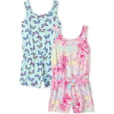 Children's Clothing The Children's Place The Children's Place Girls Print Romper 2-Pack, Butterfly/Tie Dye-2 Pack, 10/12