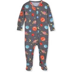 Gerber Unisex Baby Toddler Buttery Soft Snug Fit Footed Pajamas with Viscose Made from Eucalyptus, Space, Months