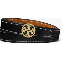 Women Accessories Tory Burch 1" Miller Smooth Reversible Belt - Black/Malt Whiskey/Gold