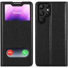 Cadorabo Case for Samsung Galaxy S22 ULTRA Cover Book Wallet Protection PU Leather Flip Magnetic Smart View Etui Black