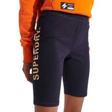 Superdry Woman Shorts Superdry Corporate Logo Cycling Shorts Blue Woman