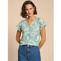 Turquoise T-shirts White Stuff Nelly Notch Neck T-Shirt, Teal