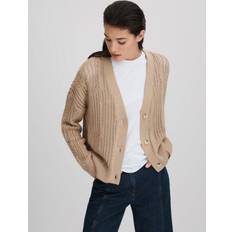 Elastane/Lycra/Spandex Cardigans Reiss Tiffany Open Stitch Cardigan, Stone