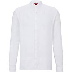 Hør Polotrøjer HUGO BOSS Slim-Fit Linen Shirt With Stand Collar