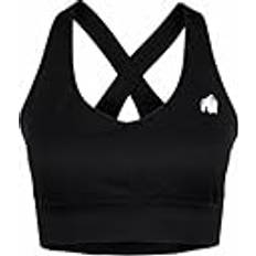 Gorilla Wear Hilton Seamless Sports Bra Schwarz Sport-BH Bodybuilding Fitness Ohne Bügel Slim Fit Nahtlos Oberteil Unterwäsche Halt Yoga Alltag Bustier, XS-S